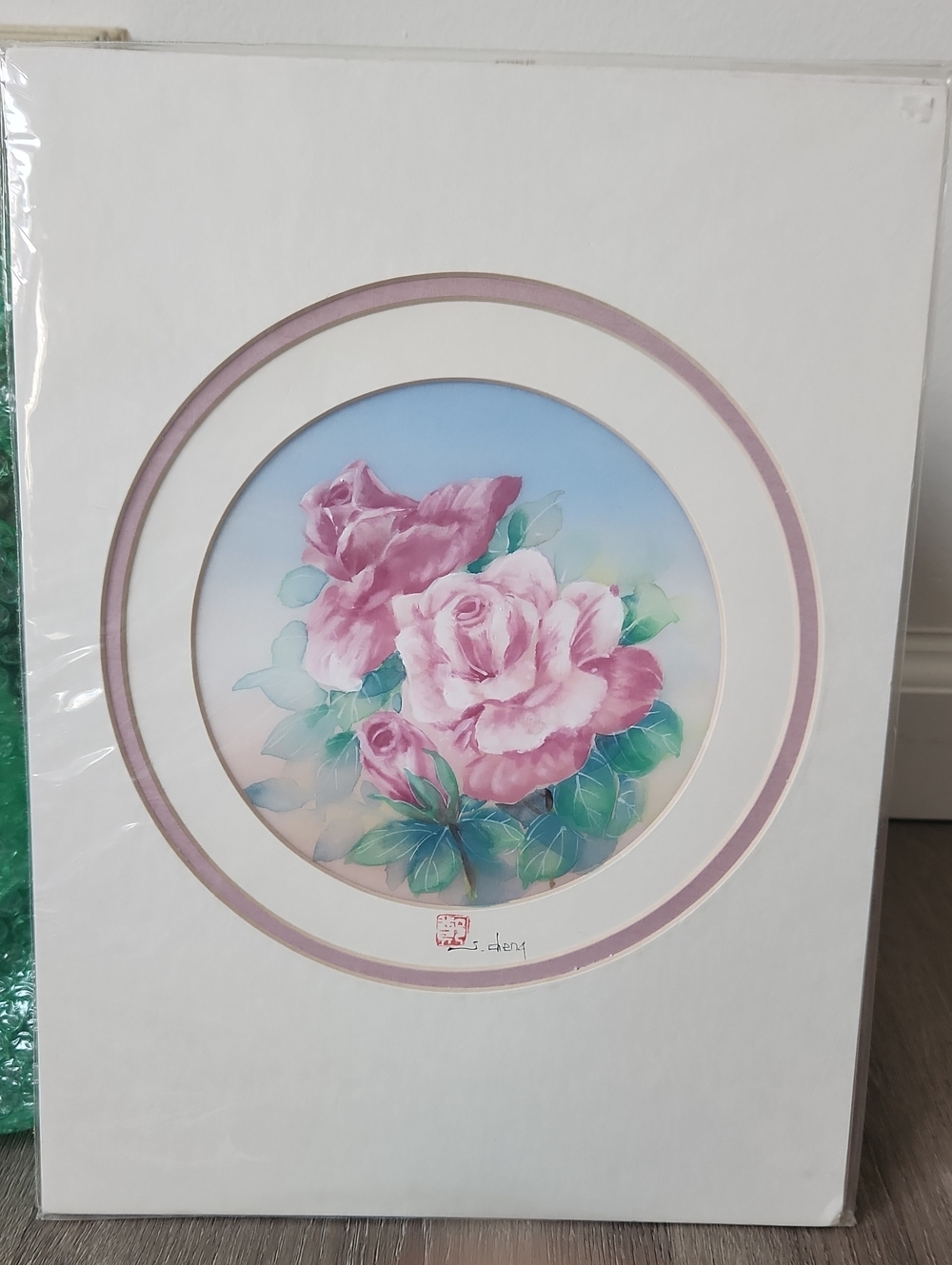 Vintage Rose Print Matted Art S Deng